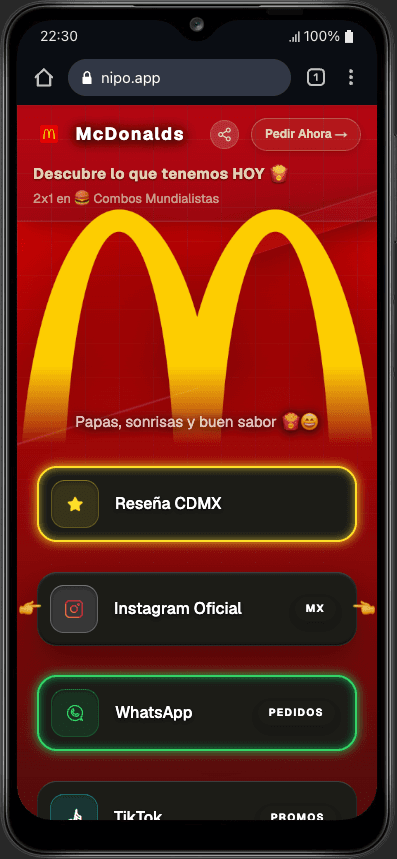 Ejemplo de NipoDock para negocios